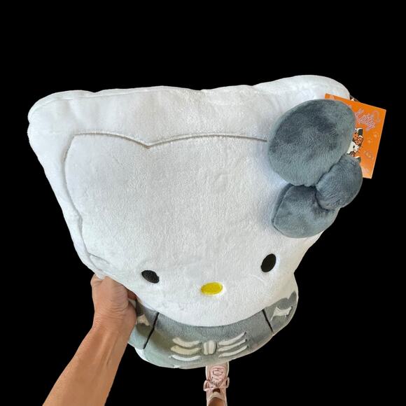 Hello Kitty Skeleton Pillow Halloween Plush White Gray Soft New with Tags - Picture 14 of 16